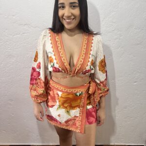 Conjunto short saia florecer
