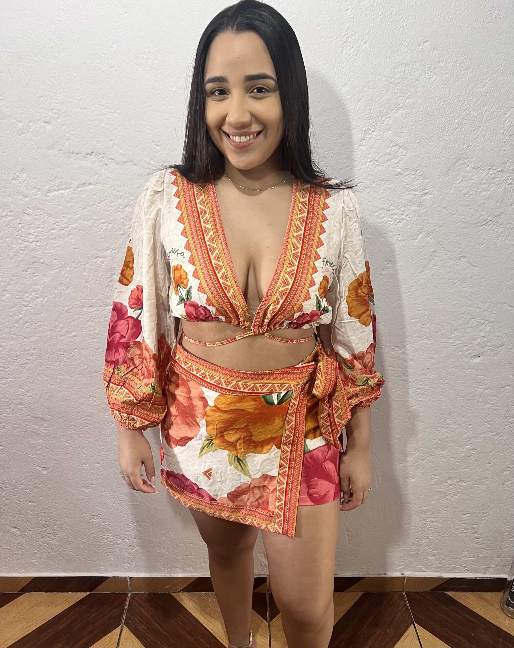 Conjunto short saia florecer